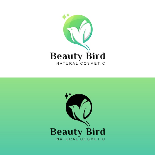 Beauté Oiseau Mouche Naturel Cosmétique Logo Design Deux Version