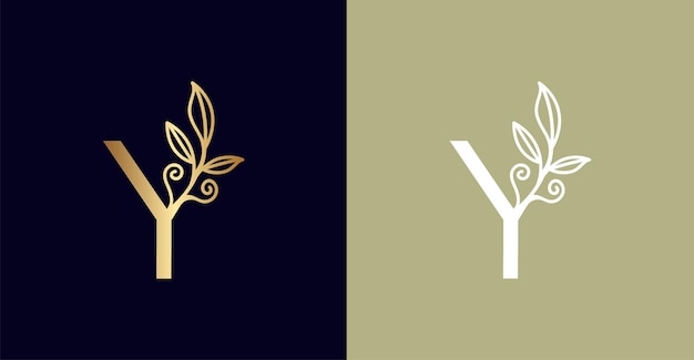 Vecteur beauty natural leaf logo vector letter y