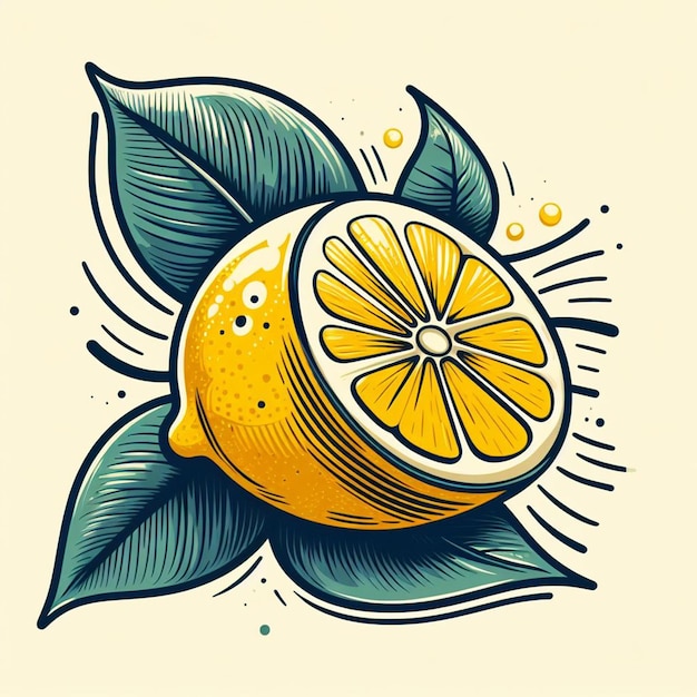 Vecteur beaux couleurs frais citron citron juteux fruits papier peint illustration vectorielle dessin illustration