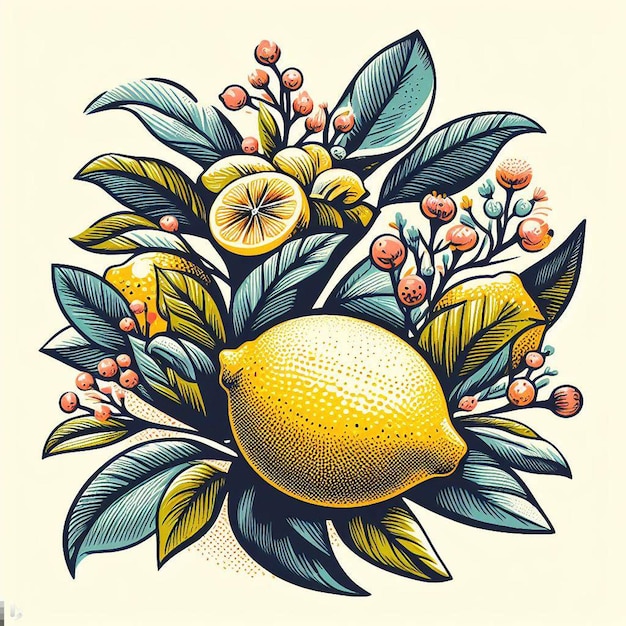 Beaux Couleurs Frais Citron Citron Juteux Fruits Papier Peint Illustration Vectorielle Dessin Illustration