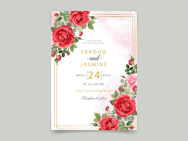 Beaux Modèles D'invitation De Mariage Aquarelle Rose