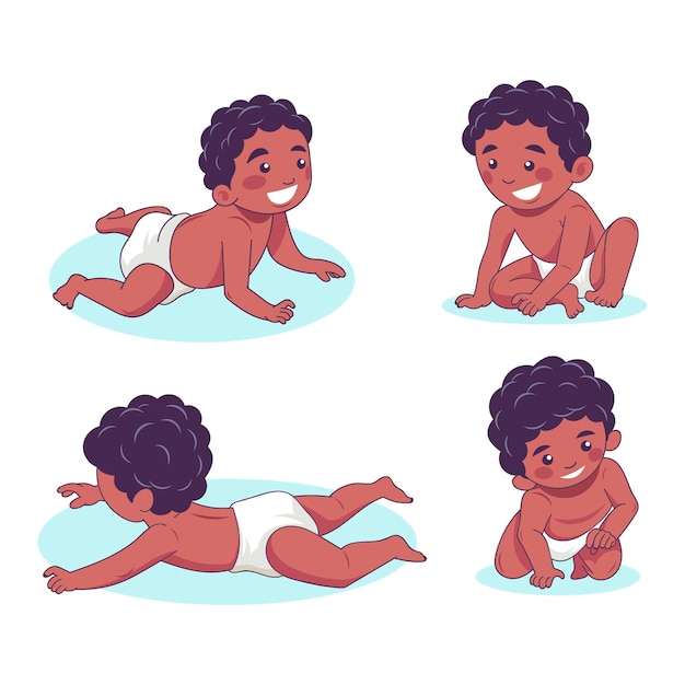 Vecteur bébé afro-américain dessiné à la main