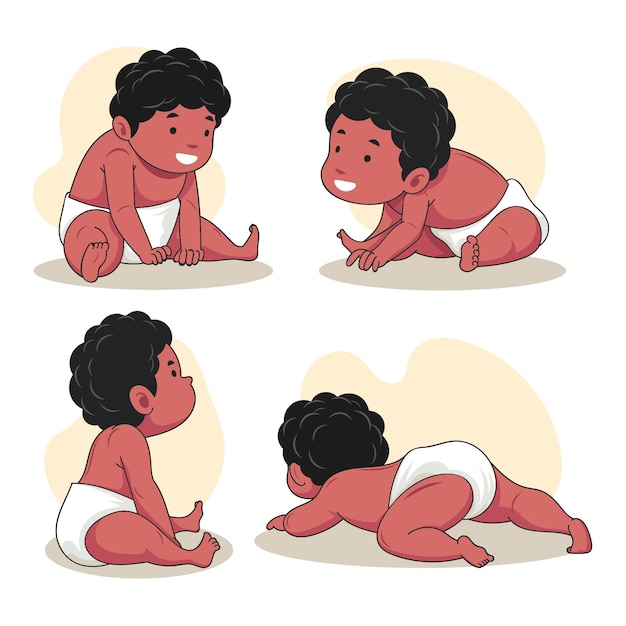 Vecteur bébé afro-américain dessiné à la main