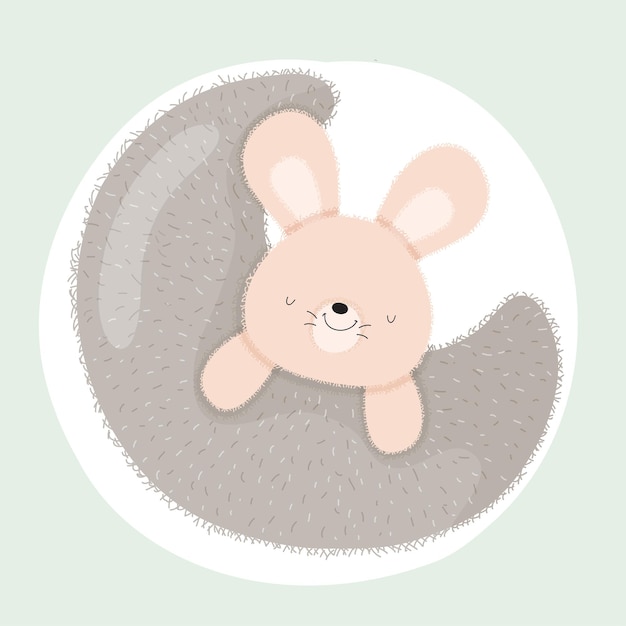 Bébé Animal Lapin Sur La Lune Mignon