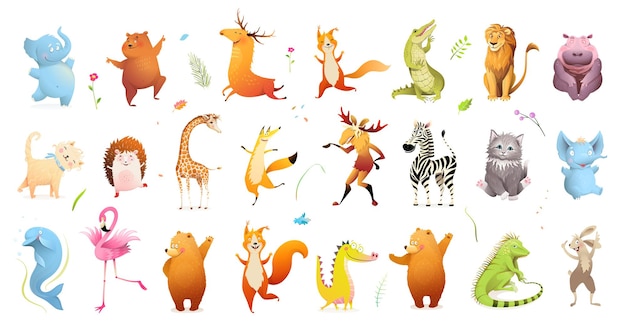 Bébé Animaux Sauvages Grande Collection De Clipart D'illustration De La Faune.