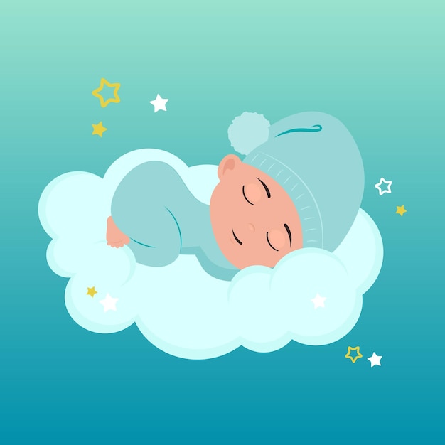 Bébé bébé dormant sur un graphique d'illustration vectorielle nuage