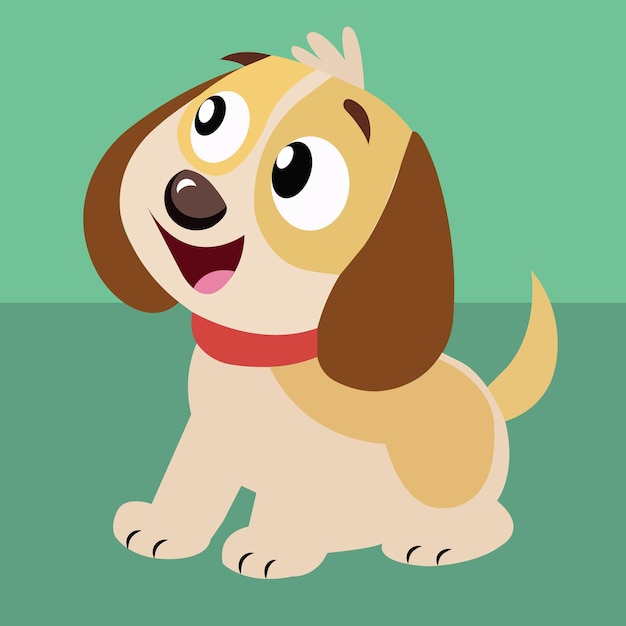 Bébé chien de style dessin animé avec de grands yeux et des poses ludiques