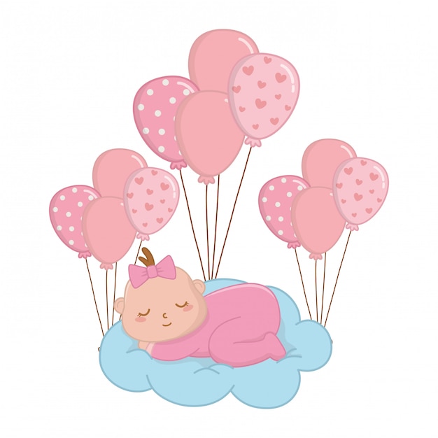 Bébé Dort Sur Une Illustration De Nuage