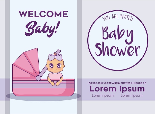 Vecteur bébé douche design vectoriel icône illustration bébé filles