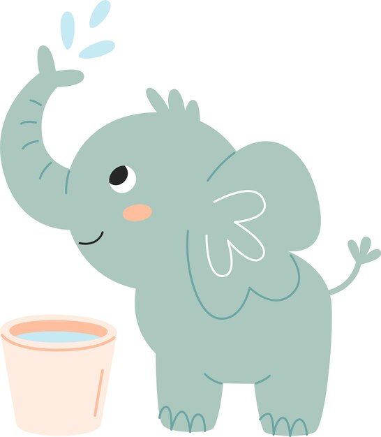 Vecteur le bébé éléphant boit de l'eau