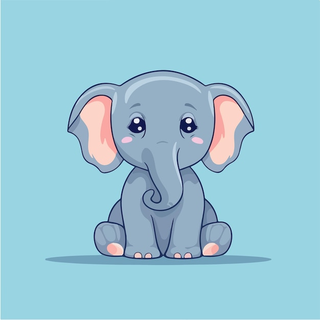 Bébé éléphant sur fond bleu.