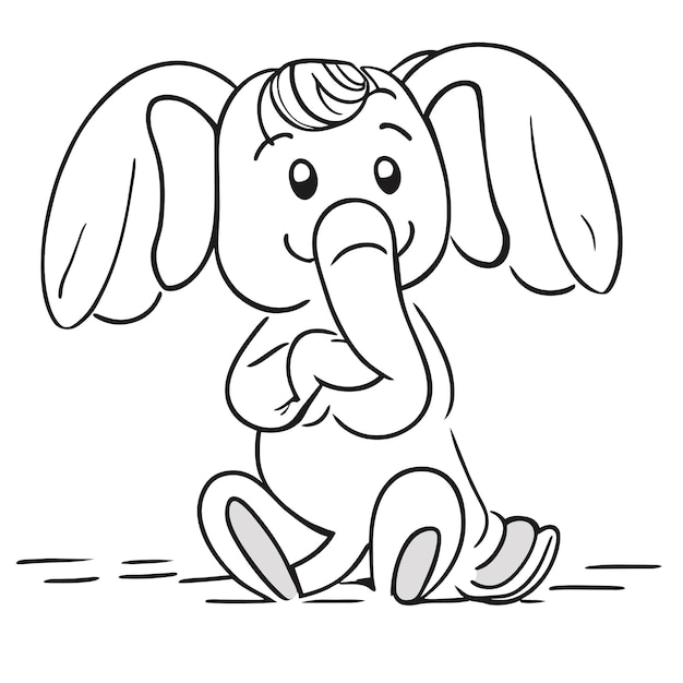 Vecteur bébé éléphant mignon dessiné à la main autocollant icône concept illustration isolée