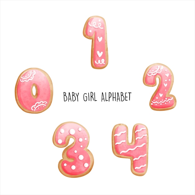 Bébé Fille Alphabet Biscuits Alphabet Illustration Vectorielle