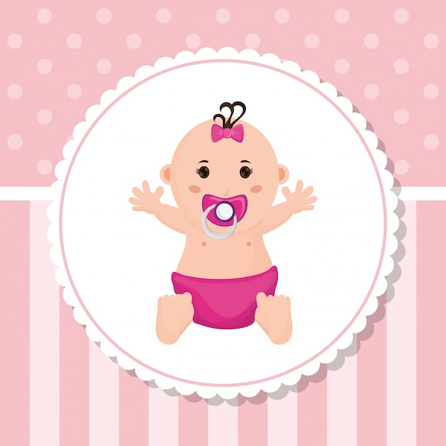 Vecteur bébé fille de carte de douche de bébé