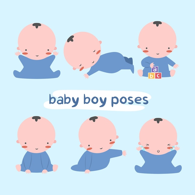 Vecteur bébé garçon pose clipart