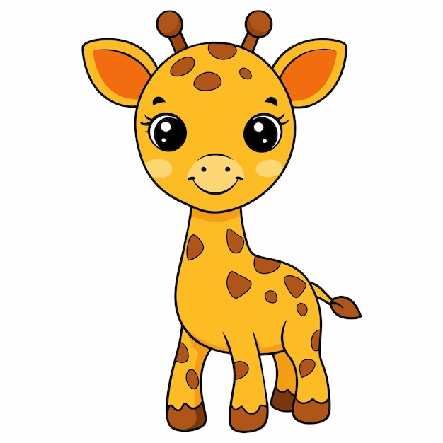 Bébé girafe de dessin animé Elément de conception pour la carte de douche de bébé Scrapbooking invitation affiche de pépinière Isolé sur fond blanc Illustration vectorielle