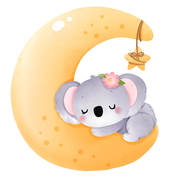 Bébé Koala Isolé Sur Fond Blanc, Illustration Vectorielle