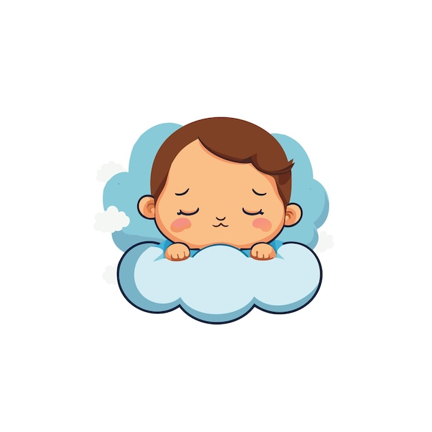 Bébé mignon qui dort sur un oreiller de nuage illustration d'icône de dessin animé