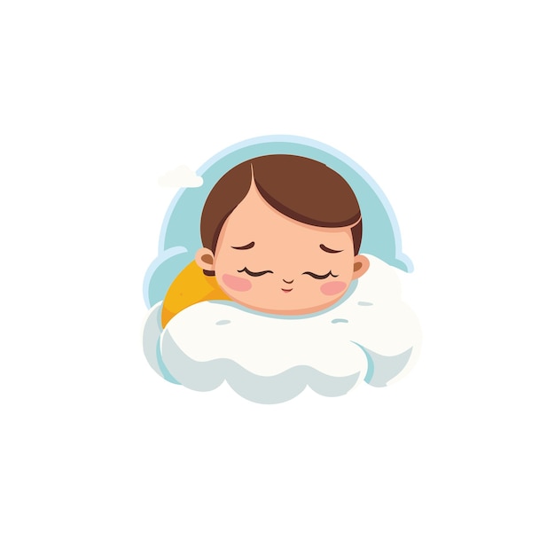 Bébé mignon qui dort sur un oreiller de nuage illustration d'icône de dessin animé