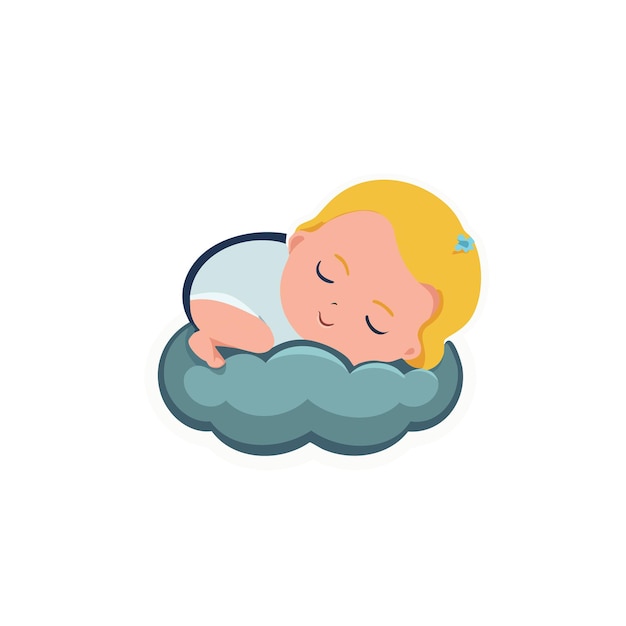 Bébé mignon qui dort sur un oreiller de nuage illustration d'icône de dessin animé