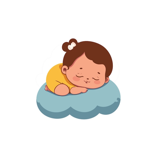 Bébé mignon qui dort sur un oreiller de nuage illustration d'icône de dessin animé