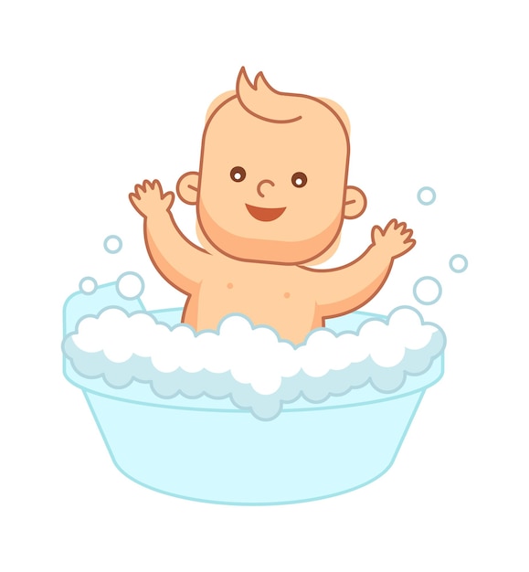 Bébé nouveau-né se baigne dans un bain Illustration vectorielle