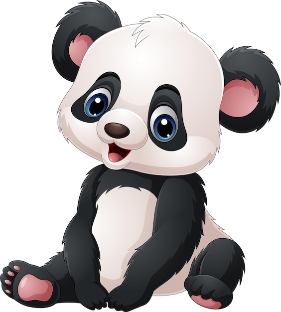 Vecteur le bébé panda du dessin animé est assis.