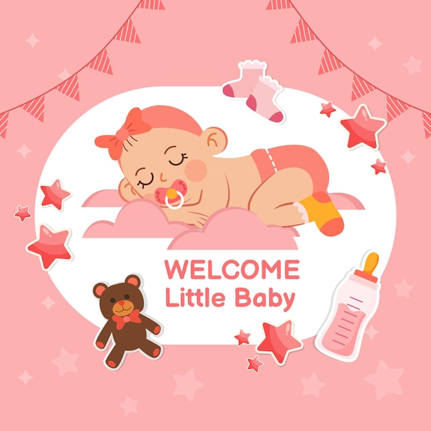 un bébé qui dort avec un fond rose avec des étoiles et un bébé qui sommeille