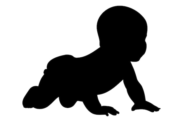 Vecteur bébé rampant silhouette illustration vectorielle