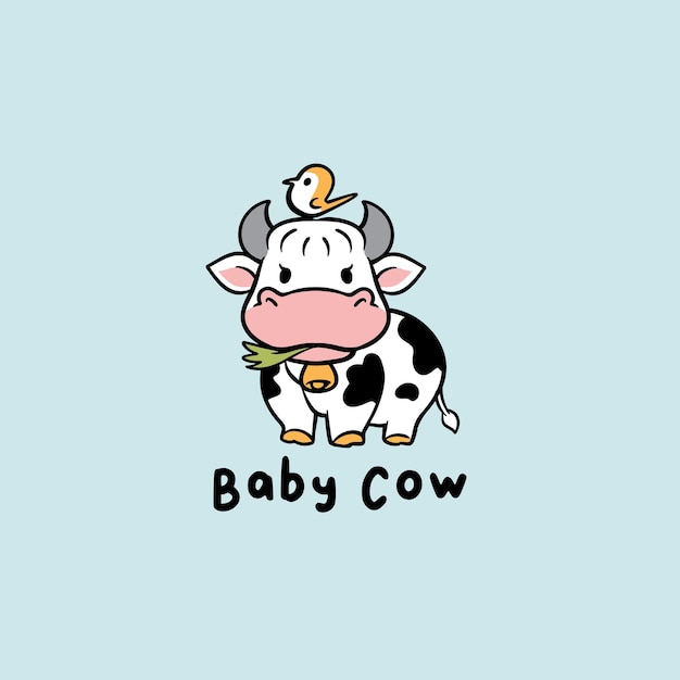 Vecteur bébé vache logo bébé boutique vecteur