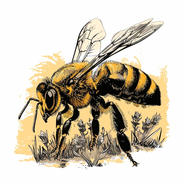 Vecteur bee_in_the_field_vector_illustration (en anglais)