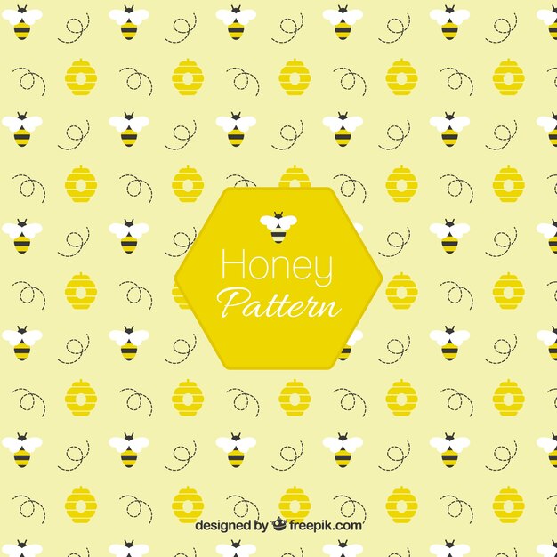 Bee Avec Motif Flowerrs En Design Plat