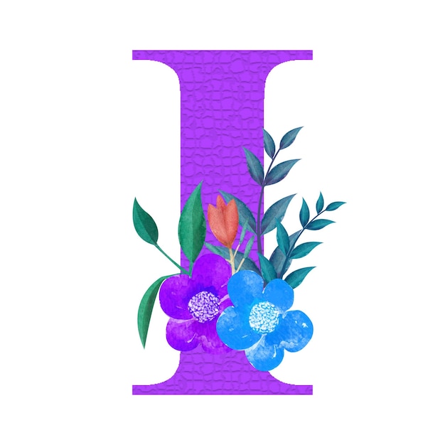 Vecteur bel alphabet décoré floral lettre botanique illustration