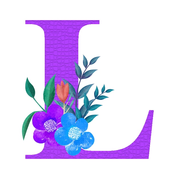 Bel Alphabet Décoré Floral Lettre Botanique Illustration