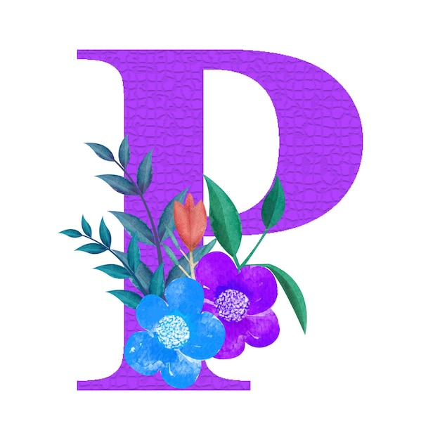 Bel Alphabet Décoré Floral Lettre Botanique Illustration