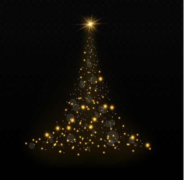 Bel Arbre D'or épinette Jaune Symbole D'or Bonne Année Vecteur De Vacances Joyeux Noël