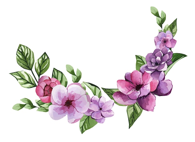 Bel arrangement floral aquarelle d'un bouquet de fleurs lilas