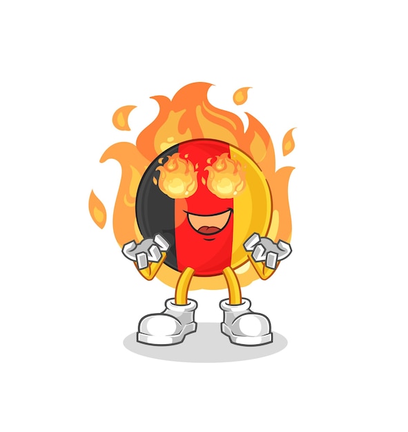 Vecteur belgique sur le vecteur de dessin animé de mascotte de feu