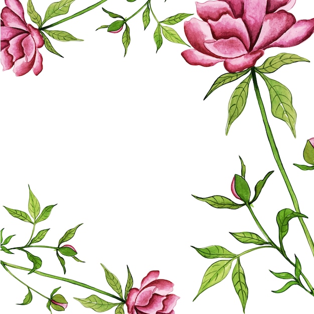 Belle Aquarelle Floral Et Feuilles Fond Irrégulier