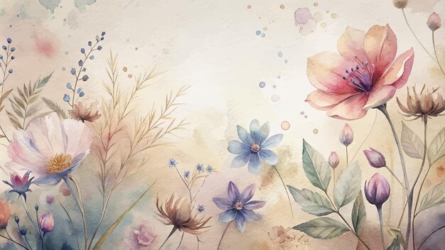 Vecteur belle arrière-plan de fleurs sauvages à l'aquarelle