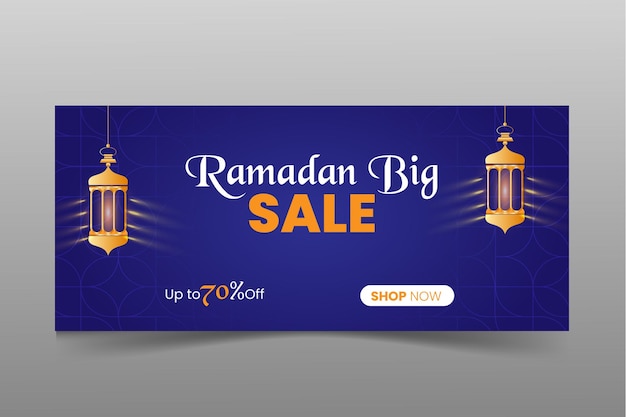 Vecteur belle bannière horizontale de vente de ramadan