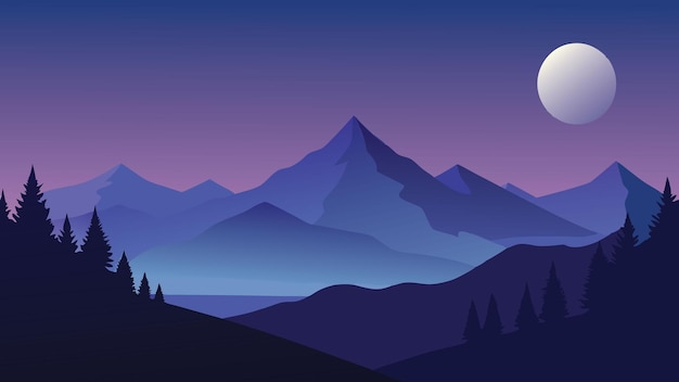 Belle belle illustration vectorielle à fond plat de la nuit