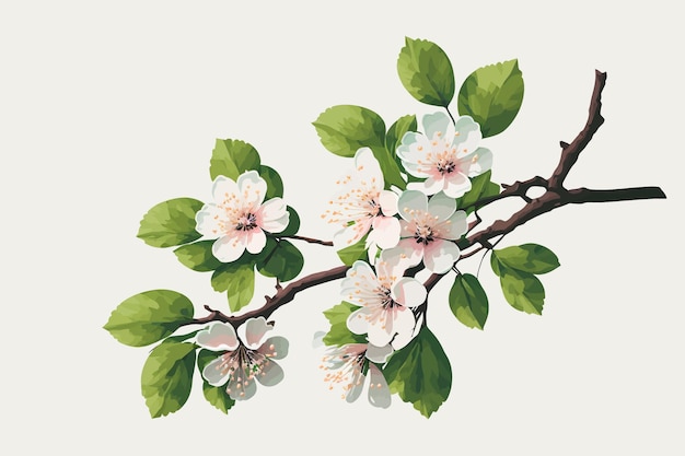 Vecteur belle branche de l'arbre sakura avec illustration de fleurs