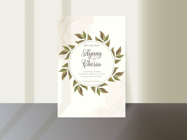 Belle carte d'invitation de guirlande de feuilles