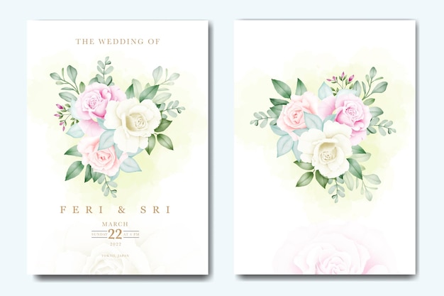 Belle Carte D'invitation De Mariage Avec Aquarelle Florale