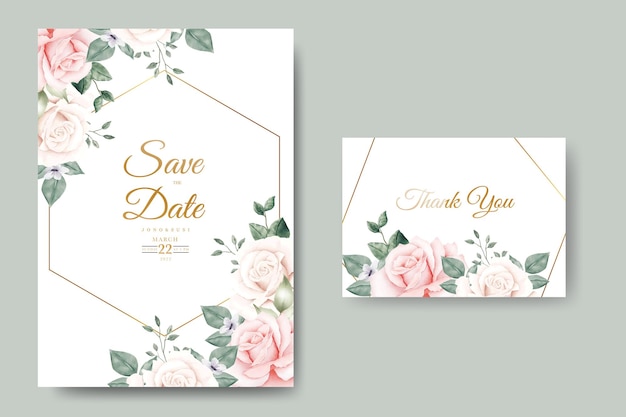 Belle Carte D'invitation De Mariage Aquarelle Florale