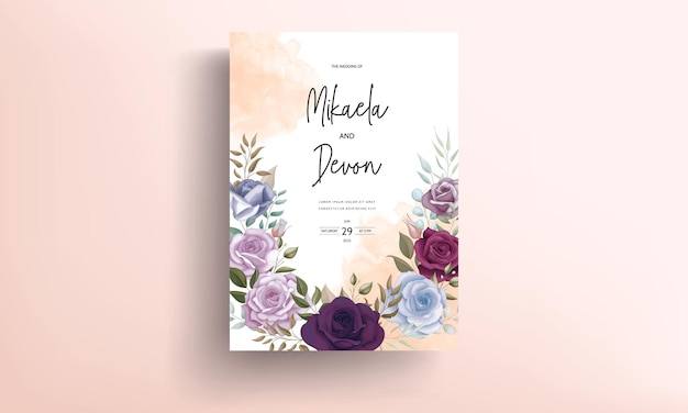 Belle Carte D'invitation De Mariage Avec Un Bel Ornement De Fleurs