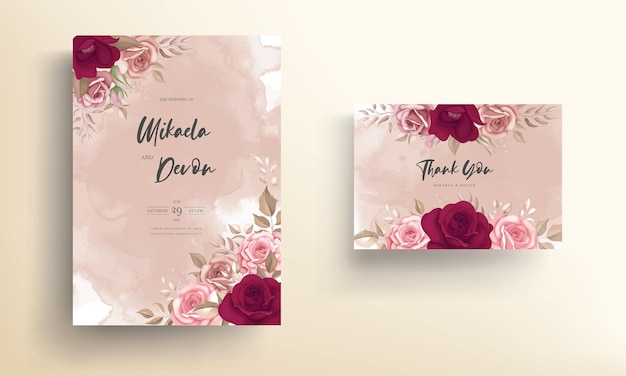 Belle carte d'invitation de mariage design floral