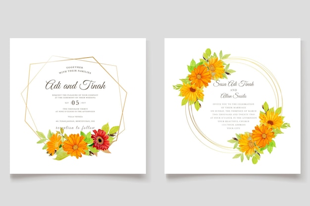 Belle Carte D'invitation De Mariage Floral Avec Un Design Coloré