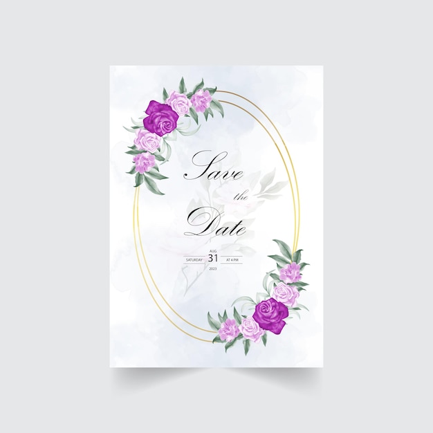 Belle Carte D'invitation De Mariage Guirlande Florale Aquarelle